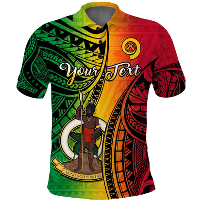Custom Personalised Vanuatu Polo Shirt Luganville Polynesian Reggae Coat Of Arms