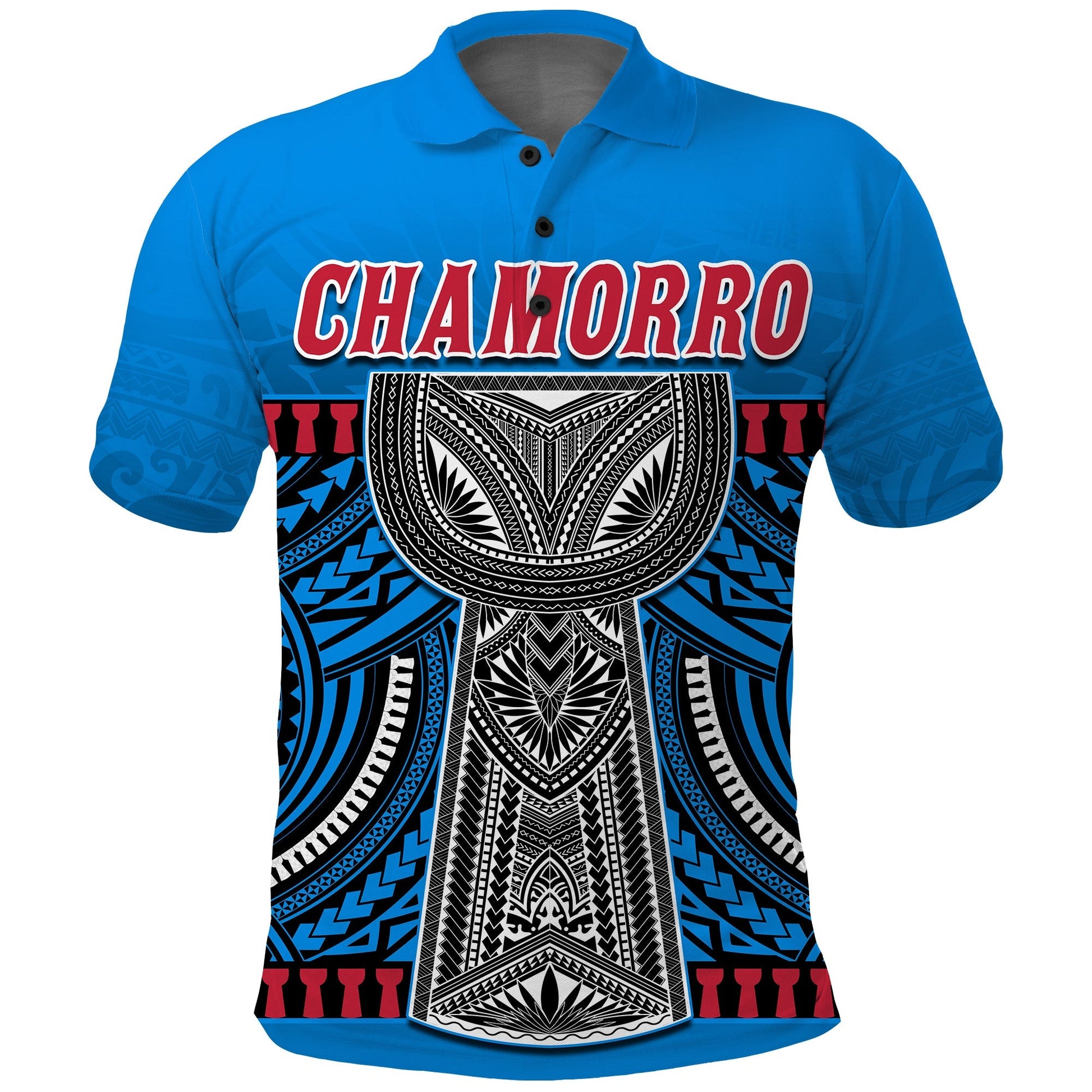 Guam Chamorro Polo Shirt Latte Stone Blue Polynesian Haligi