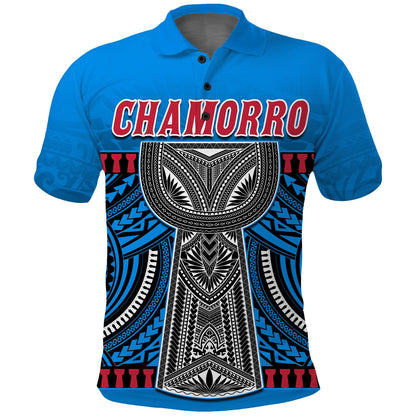 Guam Chamorro Polo Shirt Latte Stone Blue Polynesian Haligi