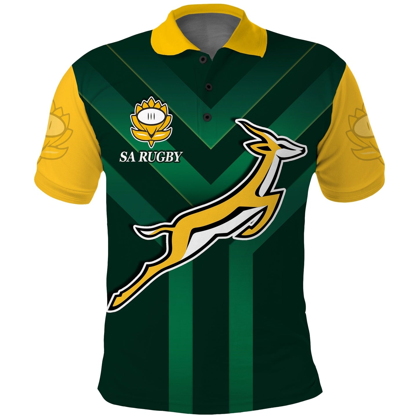 (Custom Text and Number) South Africa Rugby Polo Shirt Springboks King Protea Go Bokke
