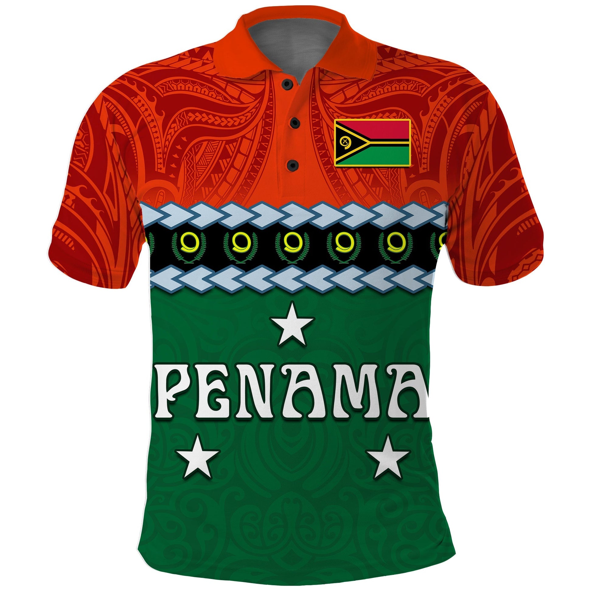Penama Province Polo Shirt Vanuatu Pig Tusk Polynesian Flag Style
