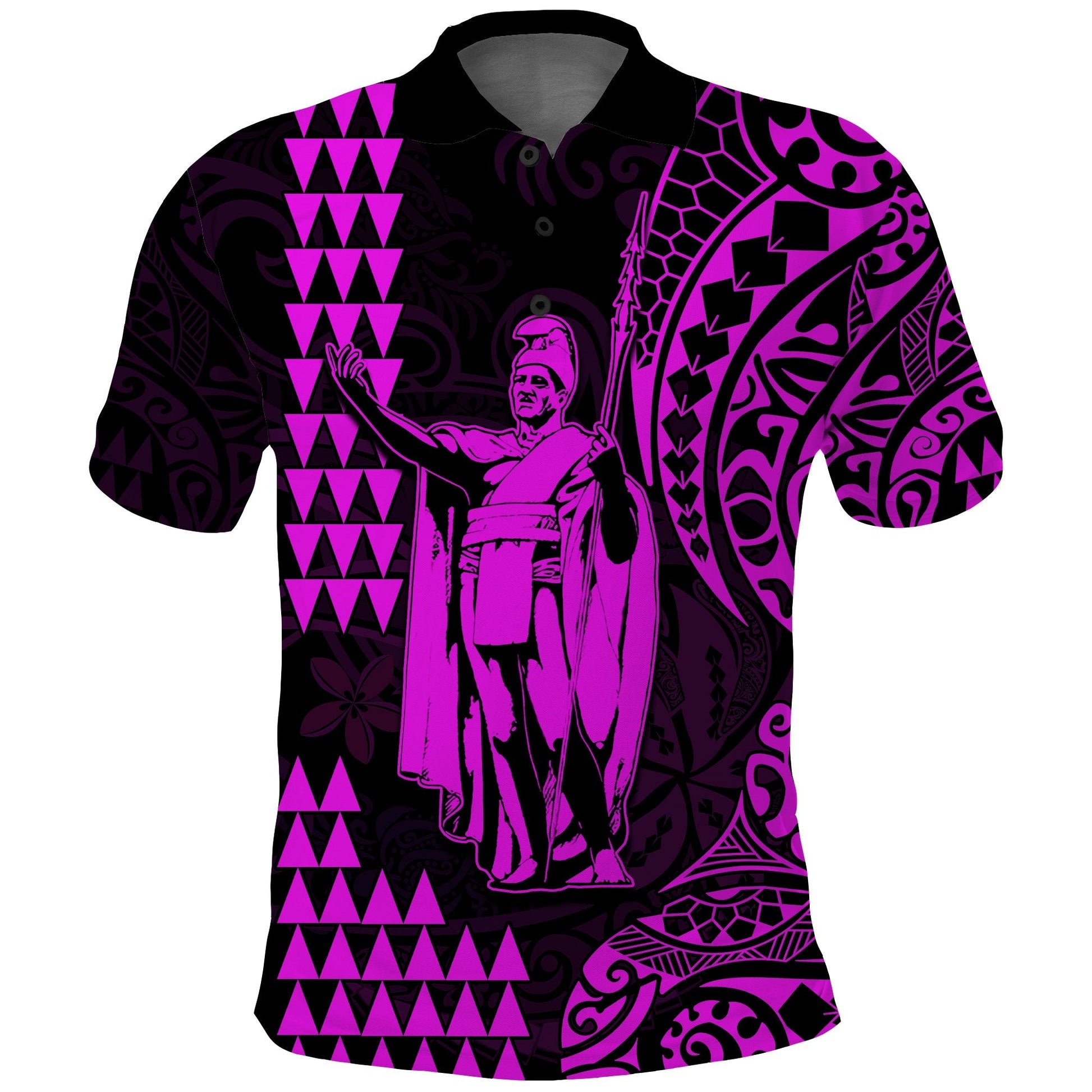 Hawaii Day Kakau Polo Shirt Proud To Be Hawaiian Purple King Kamehameha and Kanaka Maoli