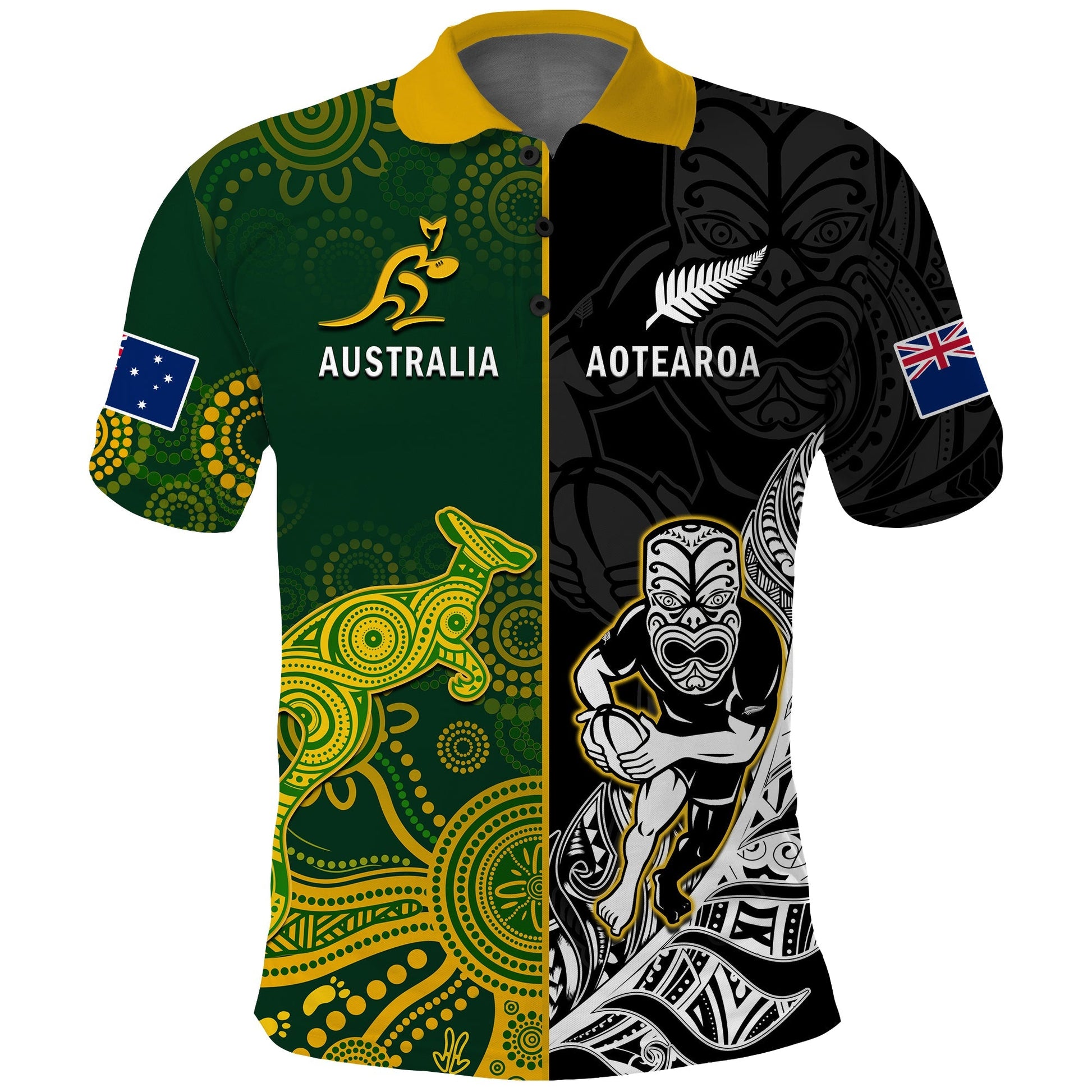 Australia Rugby Mix Aotearoa Rugby Polo Shirt Wallabies All Black Special Version