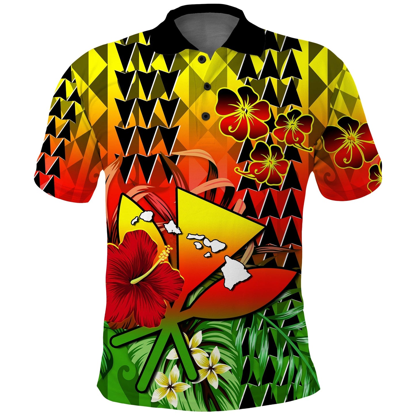 Hawaii Flowers Polo Shirt Color Tribal Pattern Hawaiian
