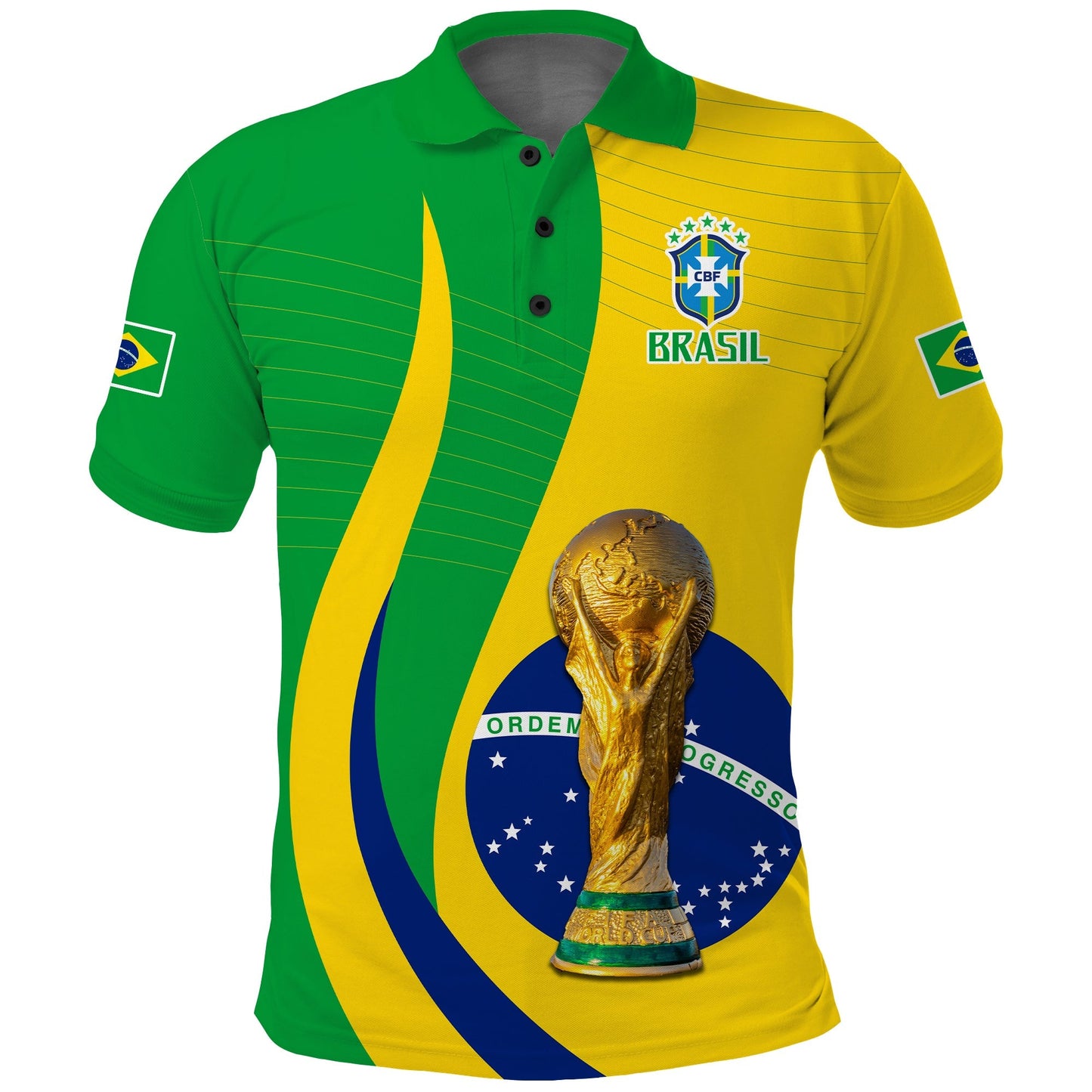 (Custom Text and Number) Brazil Football Champions Polo Shirt Selecao Style Vibe