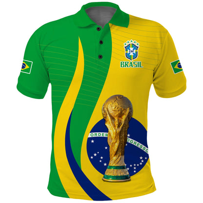 (Custom Text and Number) Brazil Football Champions Polo Shirt Selecao Style Vibe
