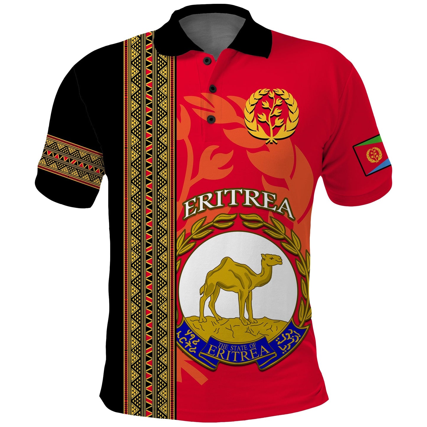 Eritrea Polo Shirt African Pattern Happy Independence Day Version Black