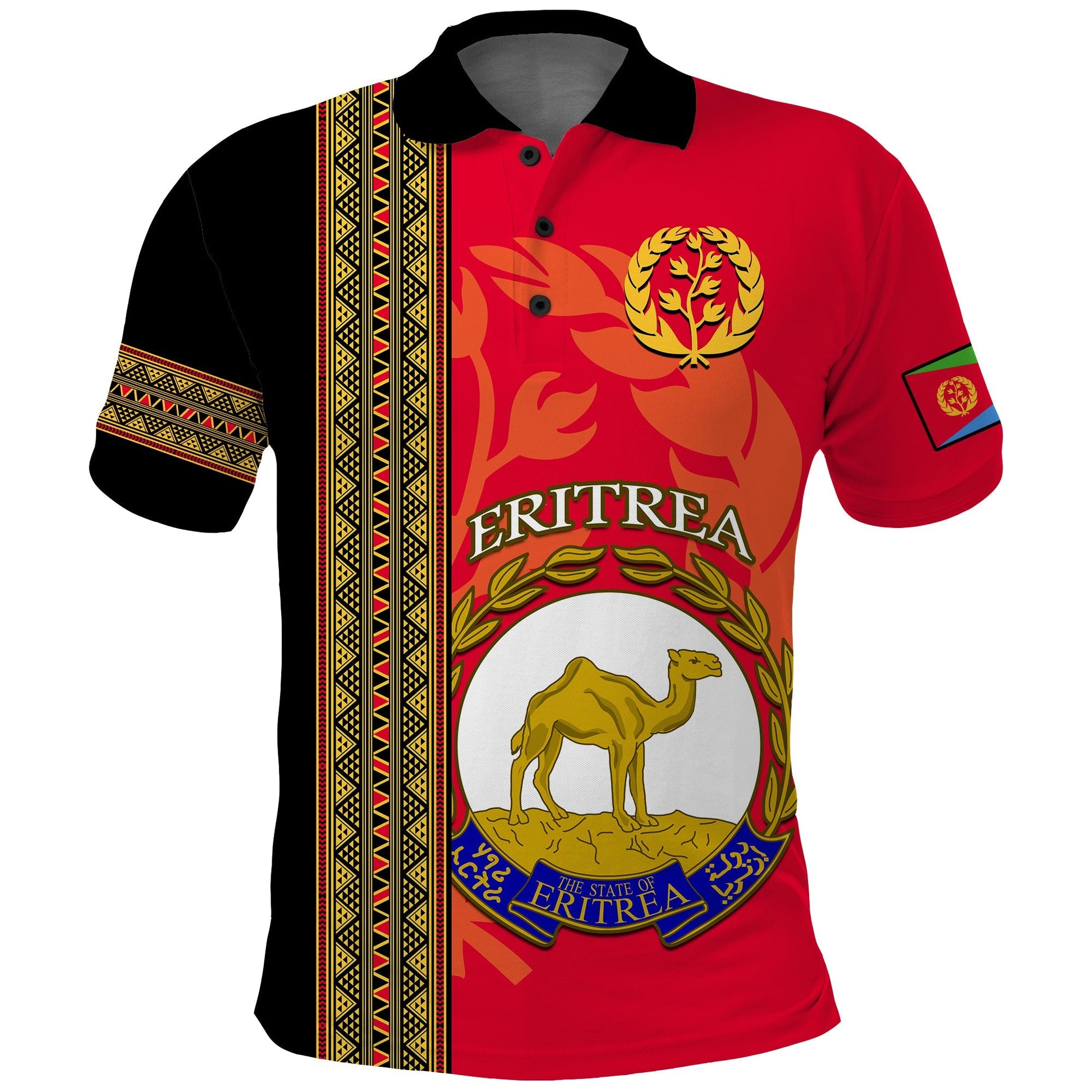 Eritrea Polo Shirt African Pattern Happy Independence Day Version Black