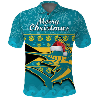 Bahamas Polo Shirt Bahamian Blue Marlin Merry Chirstmas