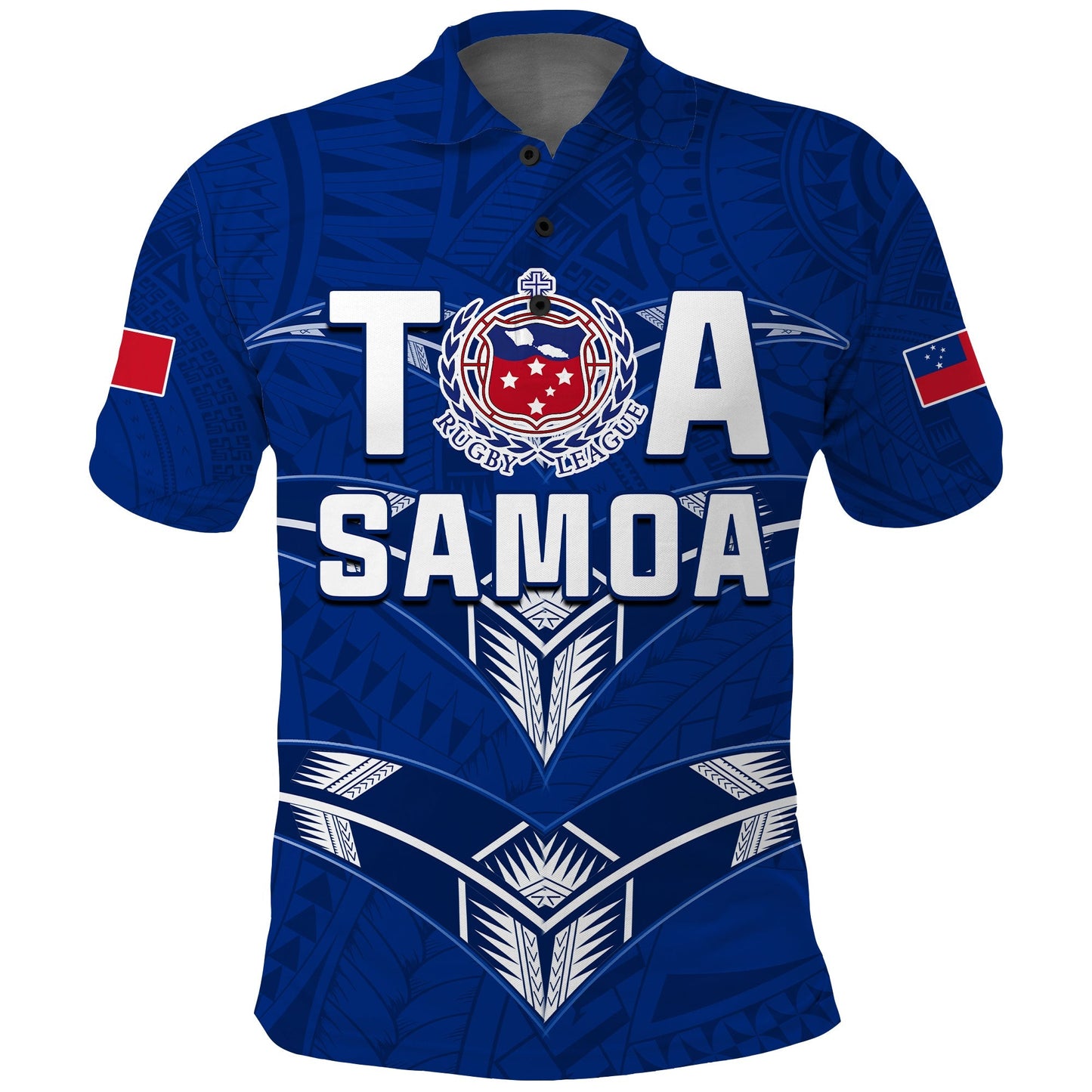 Custom Personalise Text and Number Toa Samoa Rugby Polo Shirt Siamupini Proud Blue