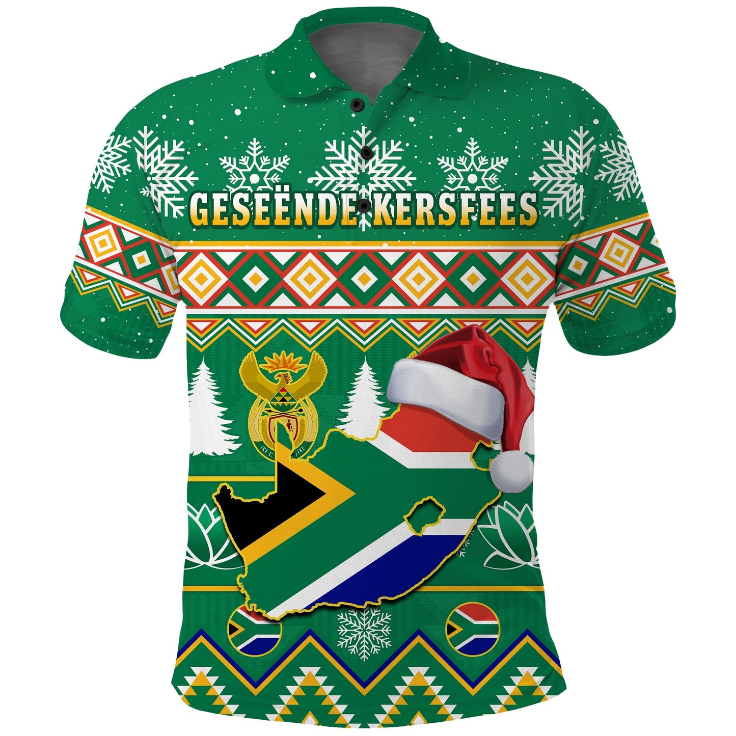 South Africa Polo Shirt Christmas King Protea Geseende Kersfees