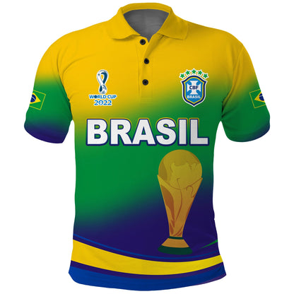 Brazil Football Polo Shirt Soccer 2022 World Cup Selecao Brasil Campeao Style Color Flag