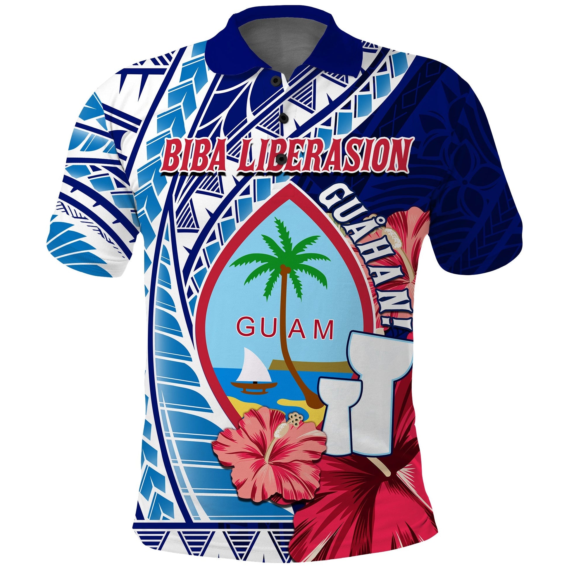 Guam Chamorro Polo Shirt Happy Liberation Day Latte Stone