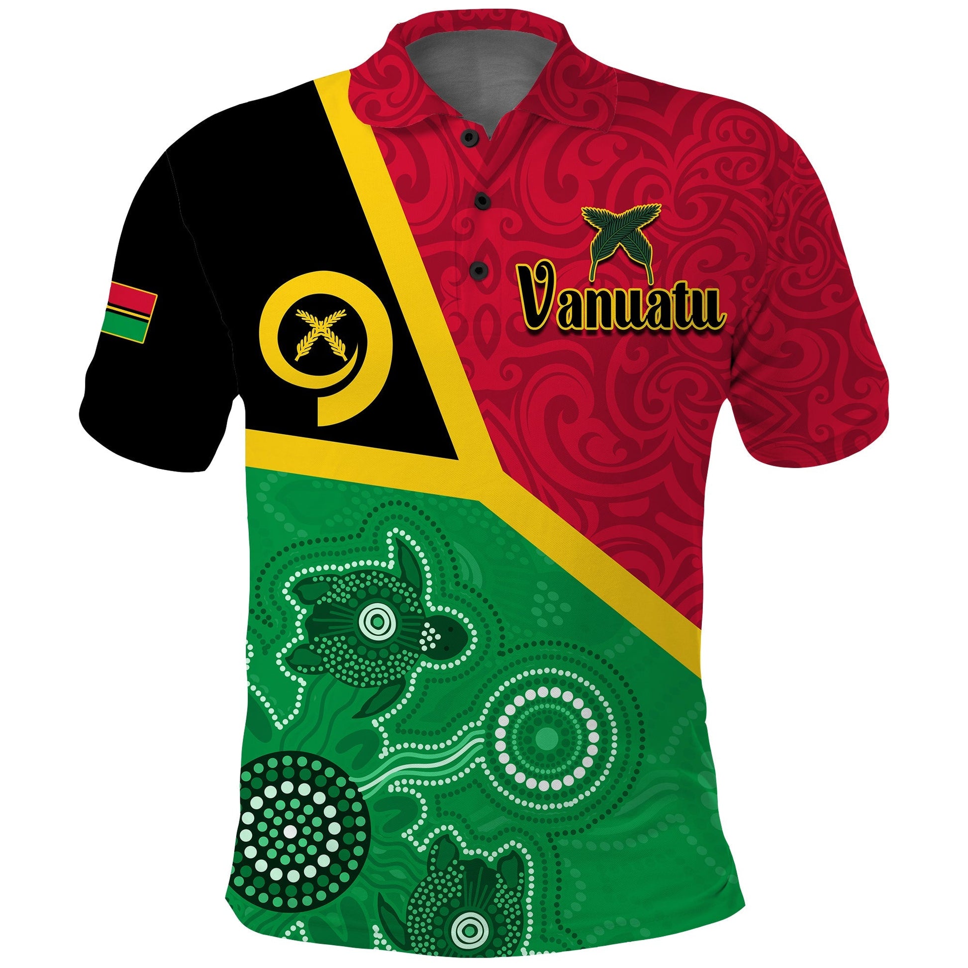 Vanuatu Polo Shirt Aboriginal Turtle Mix Sand Drawing