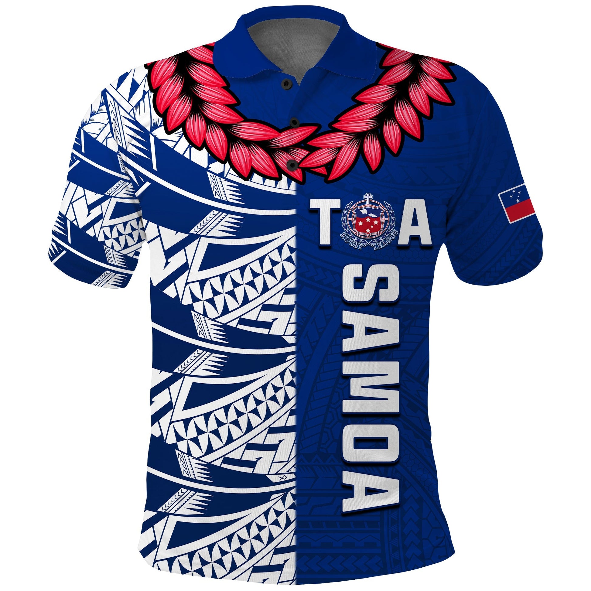 Toa Samoa Rugby Polo Shirt Siamupini Ula Fala Blue