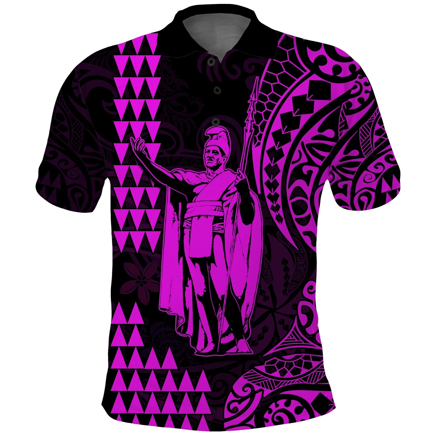 Custom Text and Number Hawaii Day Kakau Polo Shirt Proud To Be Hawaiian Purple King Kamehameha and Kanaka Maoli