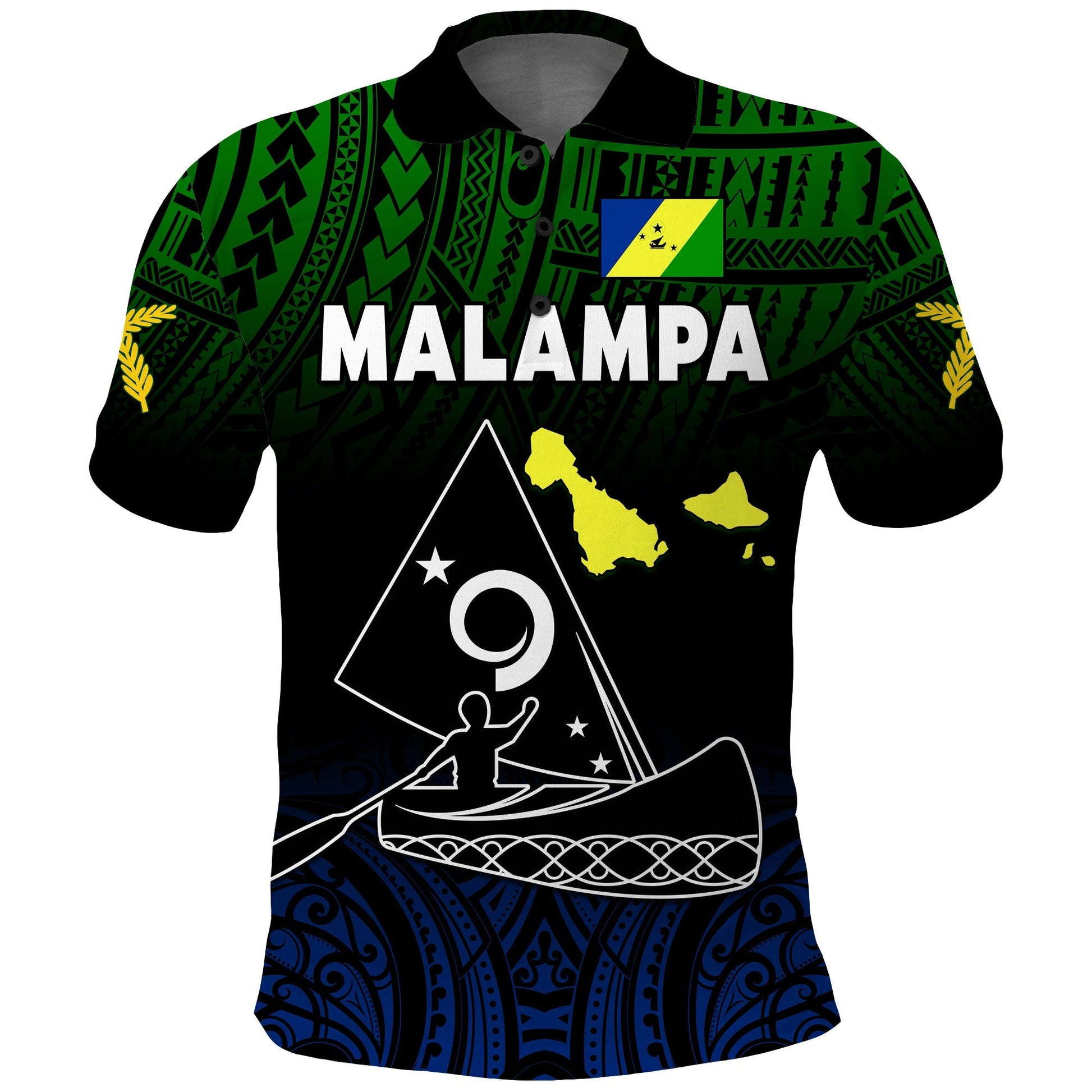 Malampa Province Polo Shirt Native Canoe Mix Vanuatu Pig Tusk Black Version