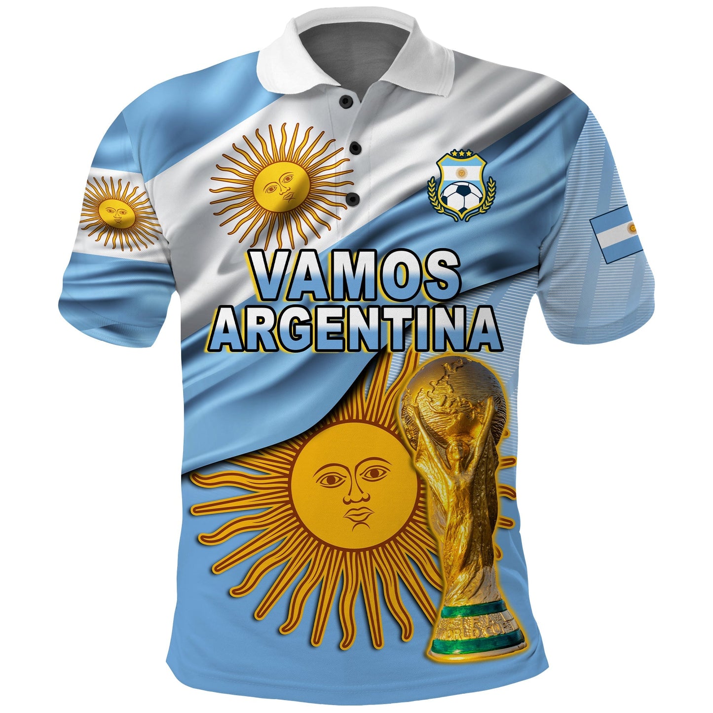 Argentina Football Polo Shirt Vamos La Albiceleste Champions World Cup Vibe Flag