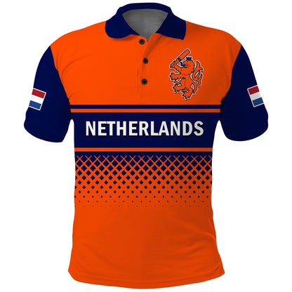 (Custom Text And Number) Netherlands Cricket Polo Shirt ODI Simple Orange Style