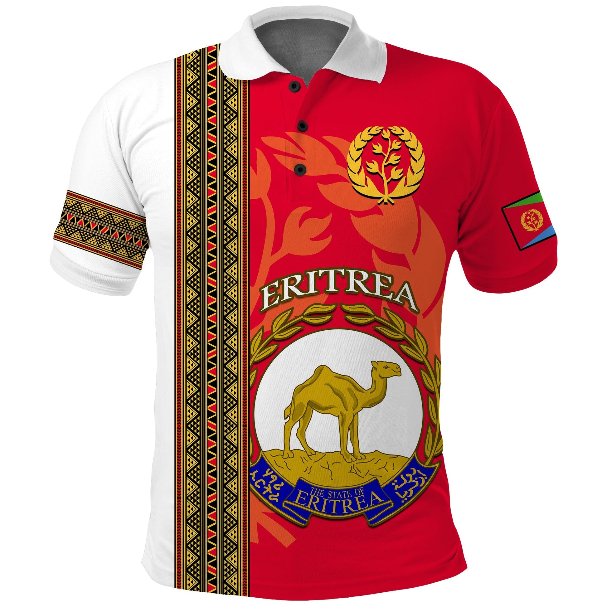 Custom Eritrea Polo Shirt African Pattern Happy Independence Day Version White