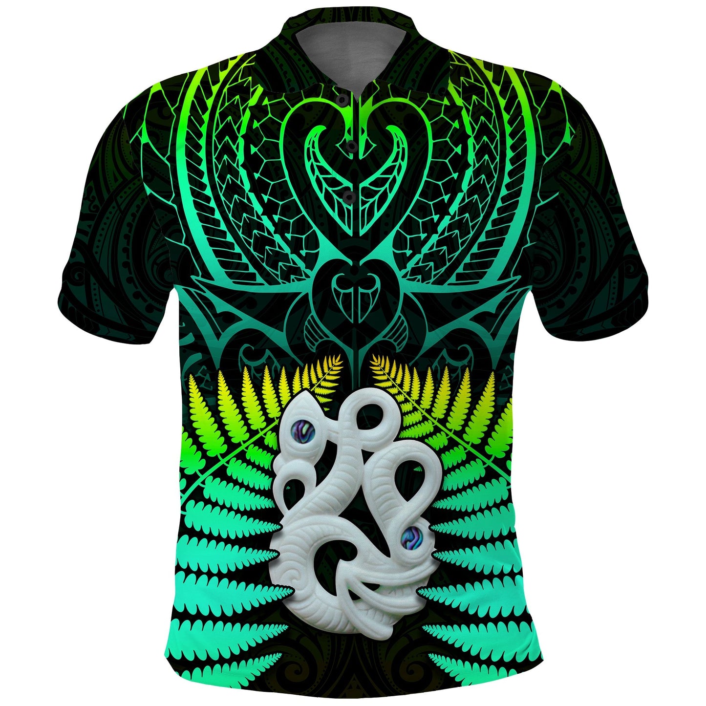 Aotearoa Fern Polo Shirt New Zealand Hei Tiki Green Style