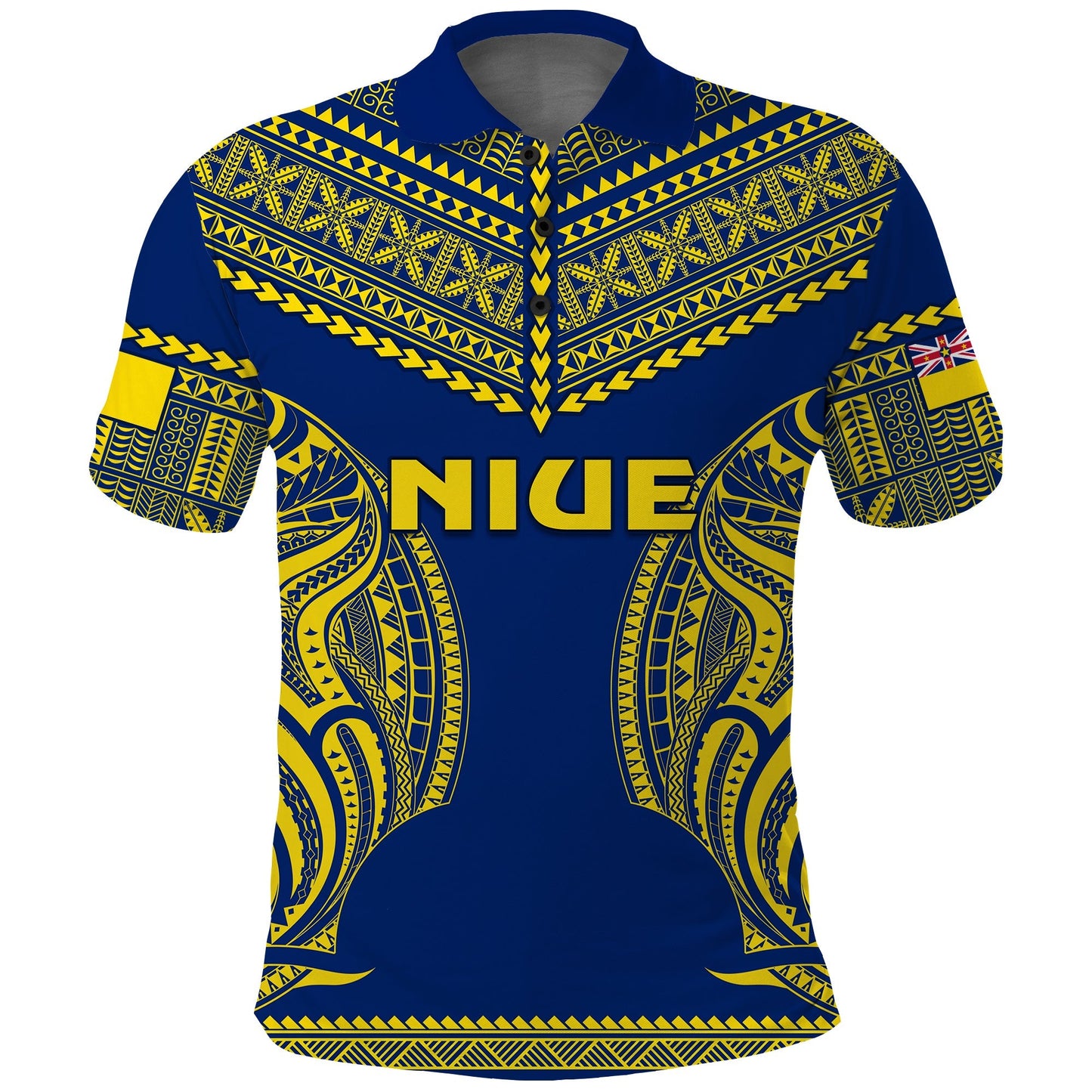 Niue Polo Shirt Hiapo Mix Polynesian Happy Constitution Day