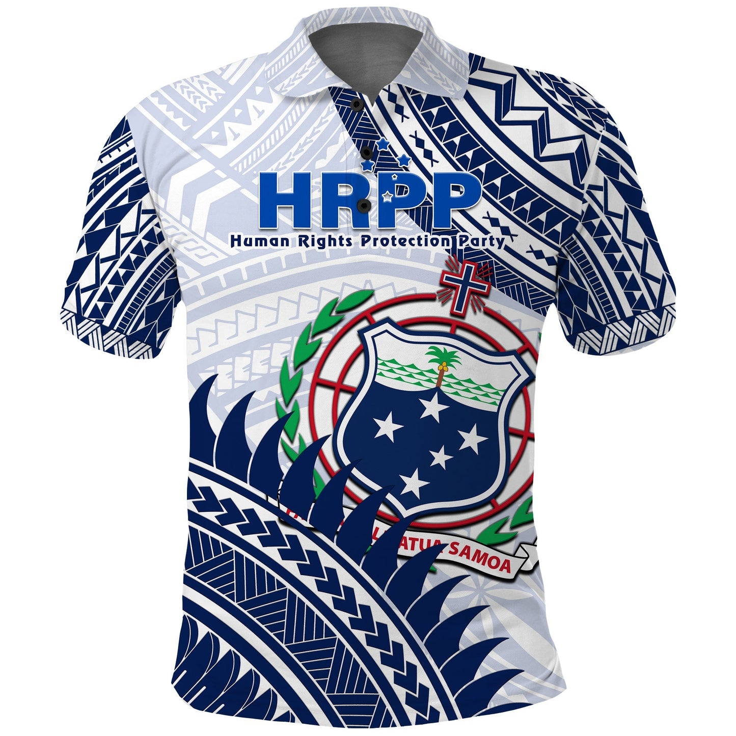 HRPP Samoa Polo Shirt Samoan Coat Of Arms Polynesian Pattern