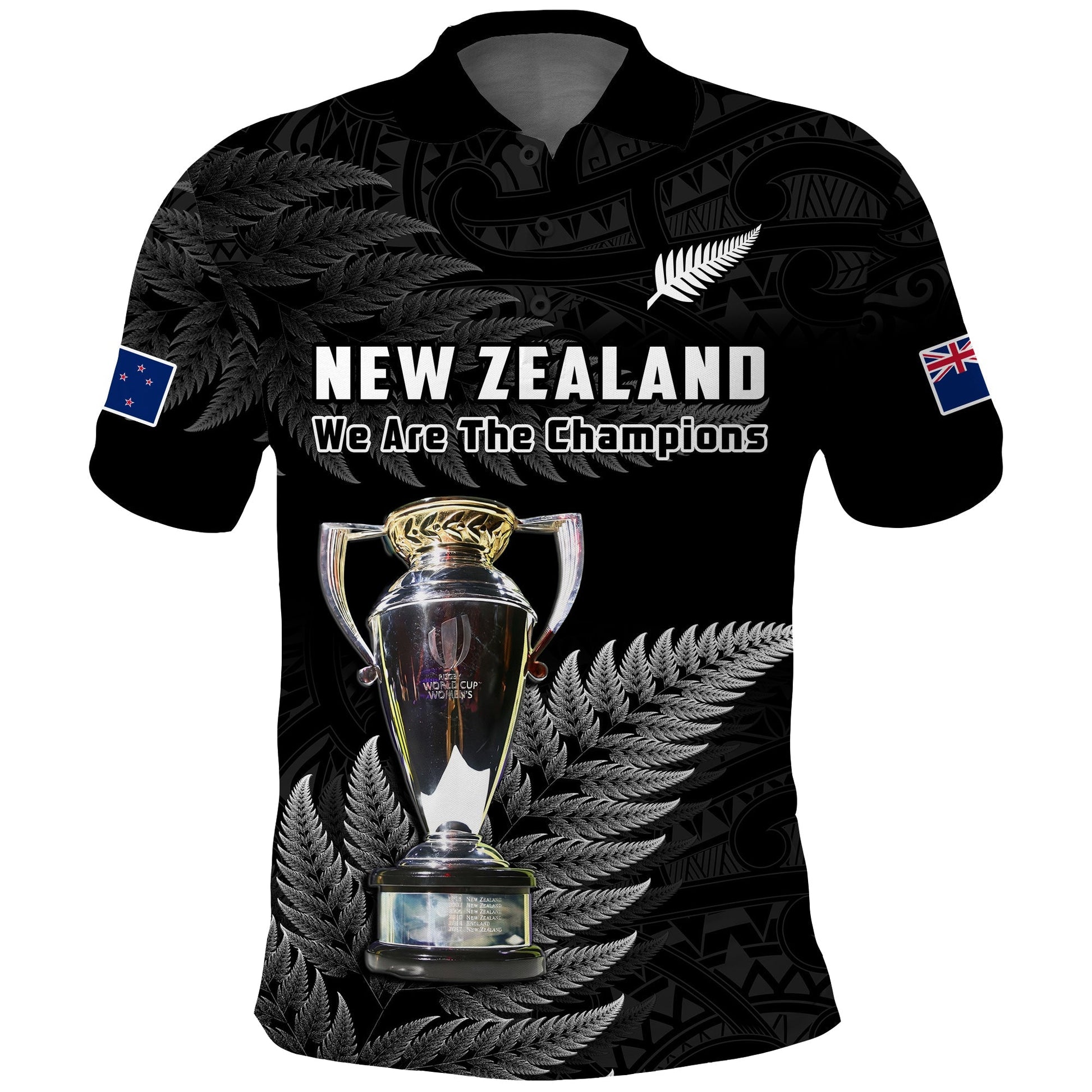 New Zealand 2022 Rugby Polo Shirt Black Fern Proud Champions RWC