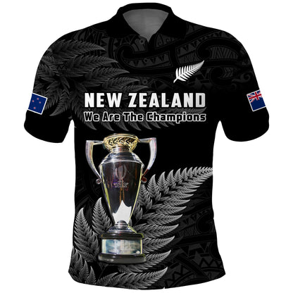 New Zealand 2022 Rugby Polo Shirt Black Fern Proud Champions RWC