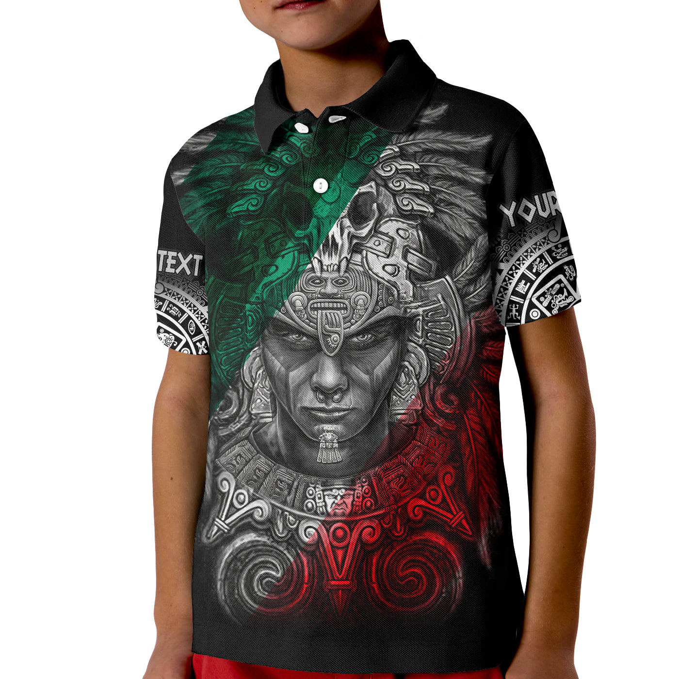 Custom Mexico Polo Shirt Warrior Eagle Aztec