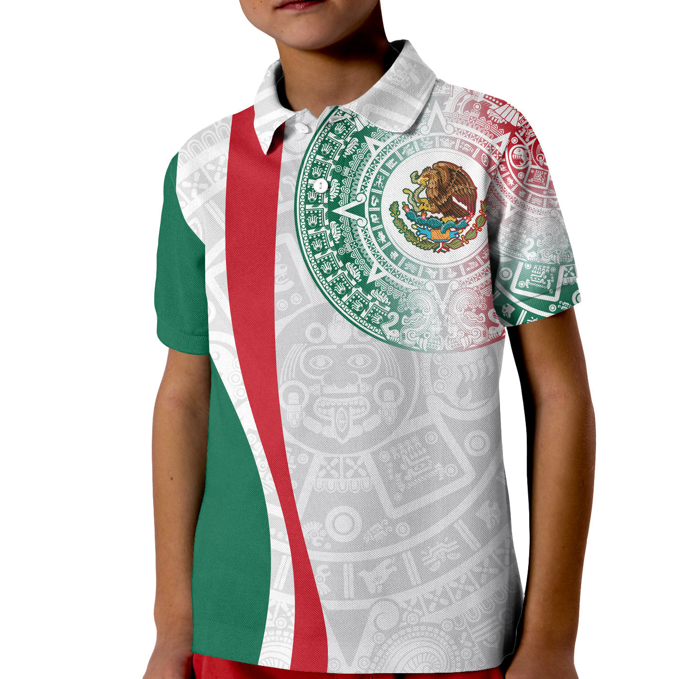 Custom Mexico Polo Shirt Mexican Eagles Aztec Pattern