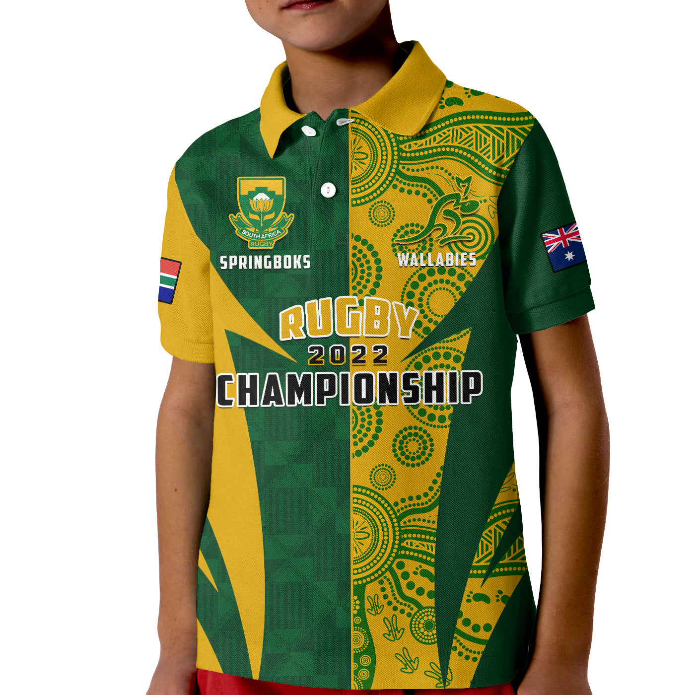Australia Rugby and South Africa Rugby Polo Shirt Wallabies Mix Springboks Sporty
