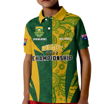 Australia Rugby and South Africa Rugby Polo Shirt Wallabies Mix Springboks Sporty