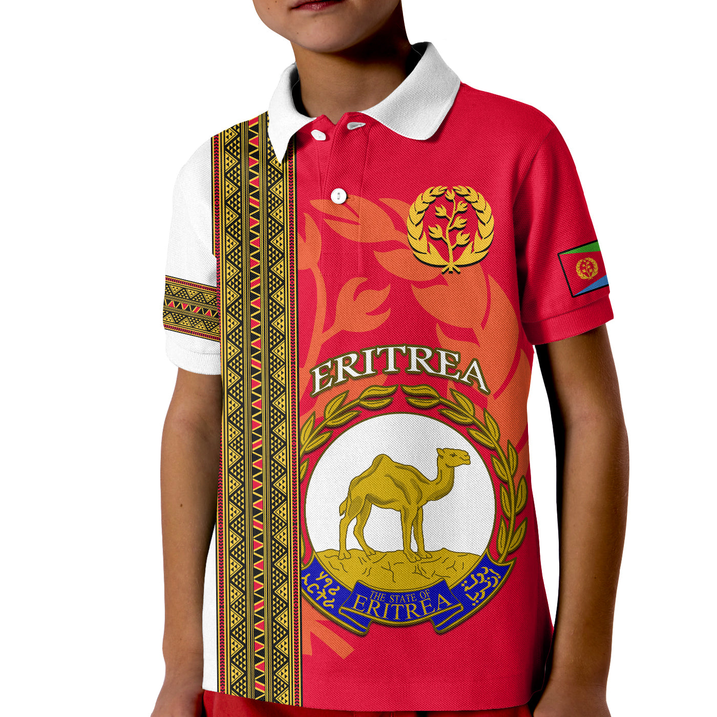 Custom Eritrea Polo Shirt African Pattern Happy Independence Day Version White