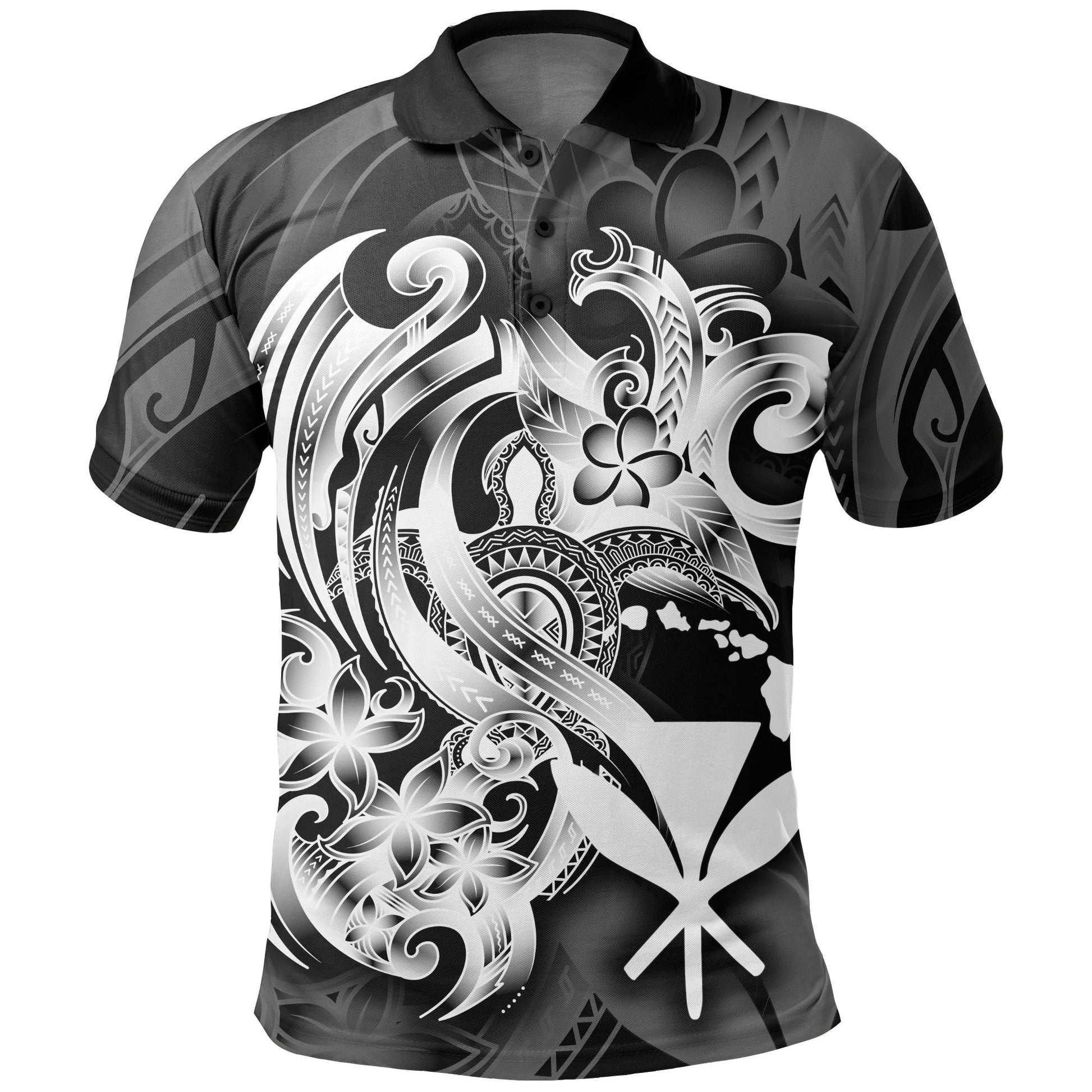 Hawaii All Over Polo Shirt - Kanaka Maoli White Turtle