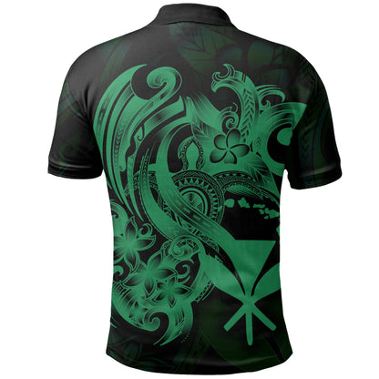 Hawaii All Over Polo Shirt - Kanaka Maoli Green Turtle