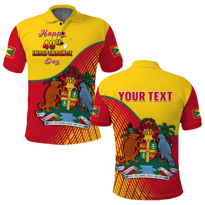 Custom Grenada Polo Shirt Coat Of Arms Happy 49th Independence Day