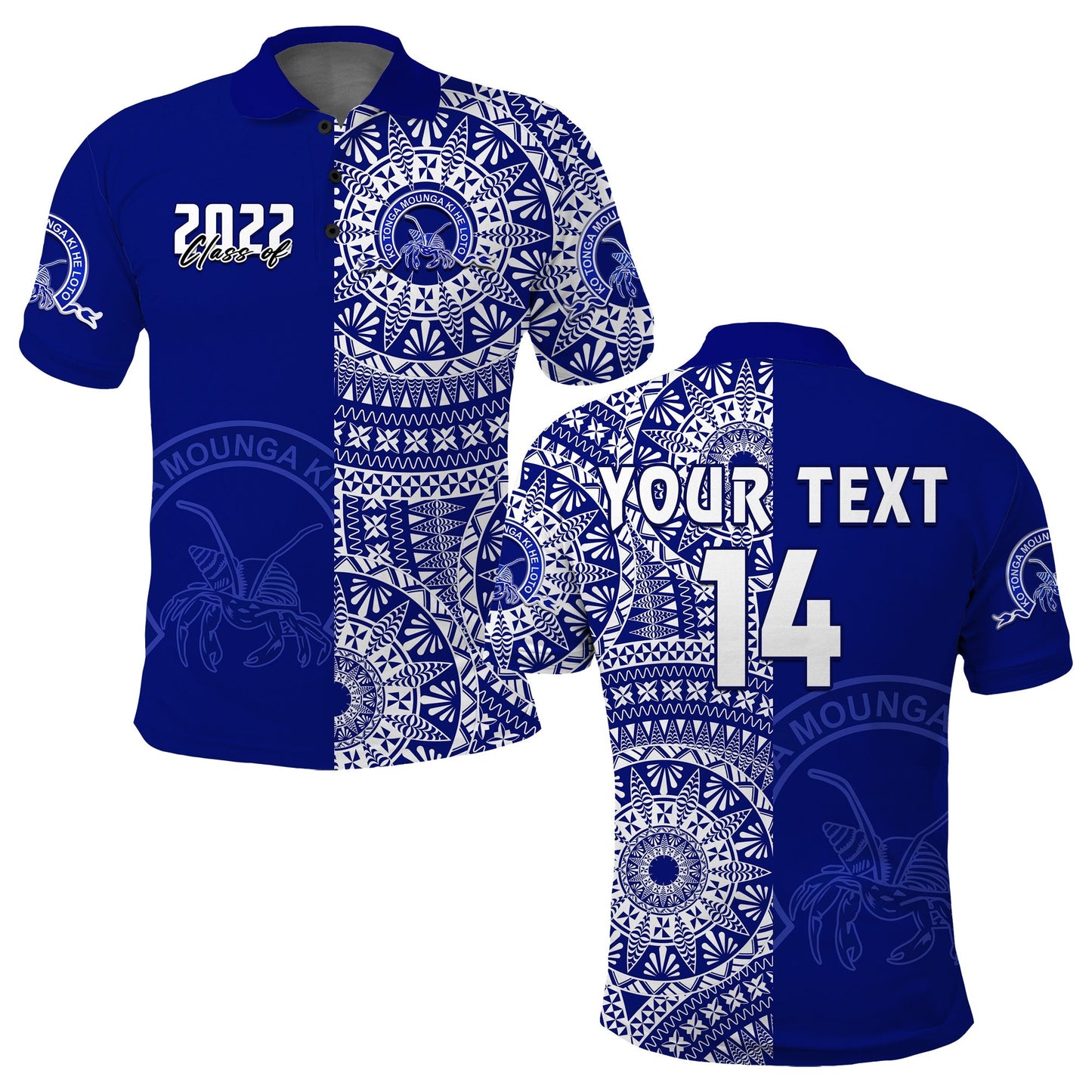 Custom Text And Number Queen Salote Tonga College Polo Shirt Class Of Year Tongan Ngatu Pattern