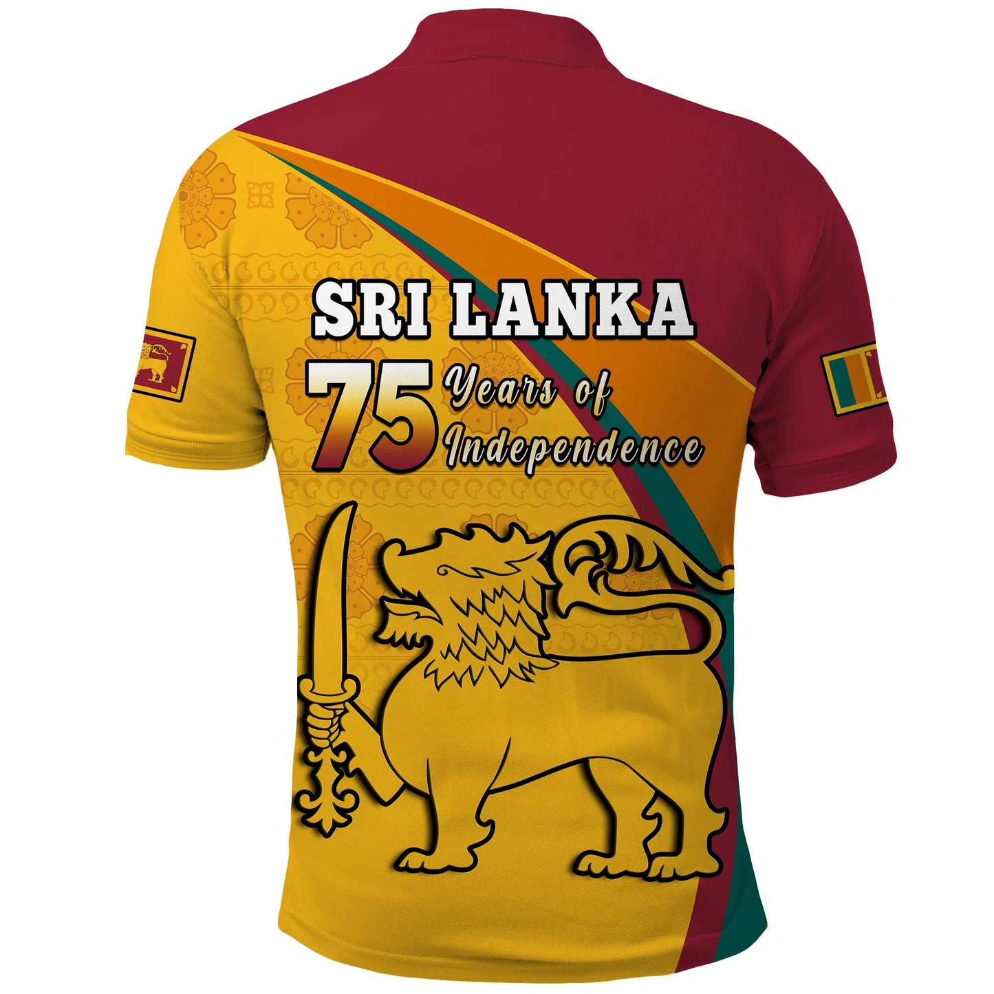 Sri Lanka Polo Shirt Sri Lankan Pattern Happy 75 Years Of Independence