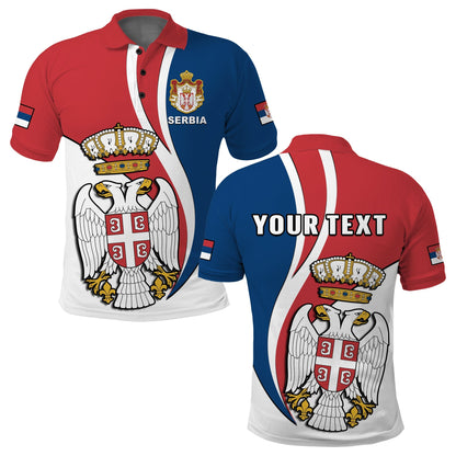 Custom Serbia Polo Shirt Happy Serbian Statehood Day With Coat Of Arms