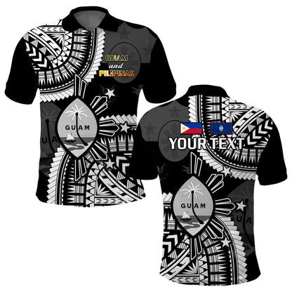 Custom Personalised Guam and Philippines Polo Shirt Guaman Filipinas Together Black