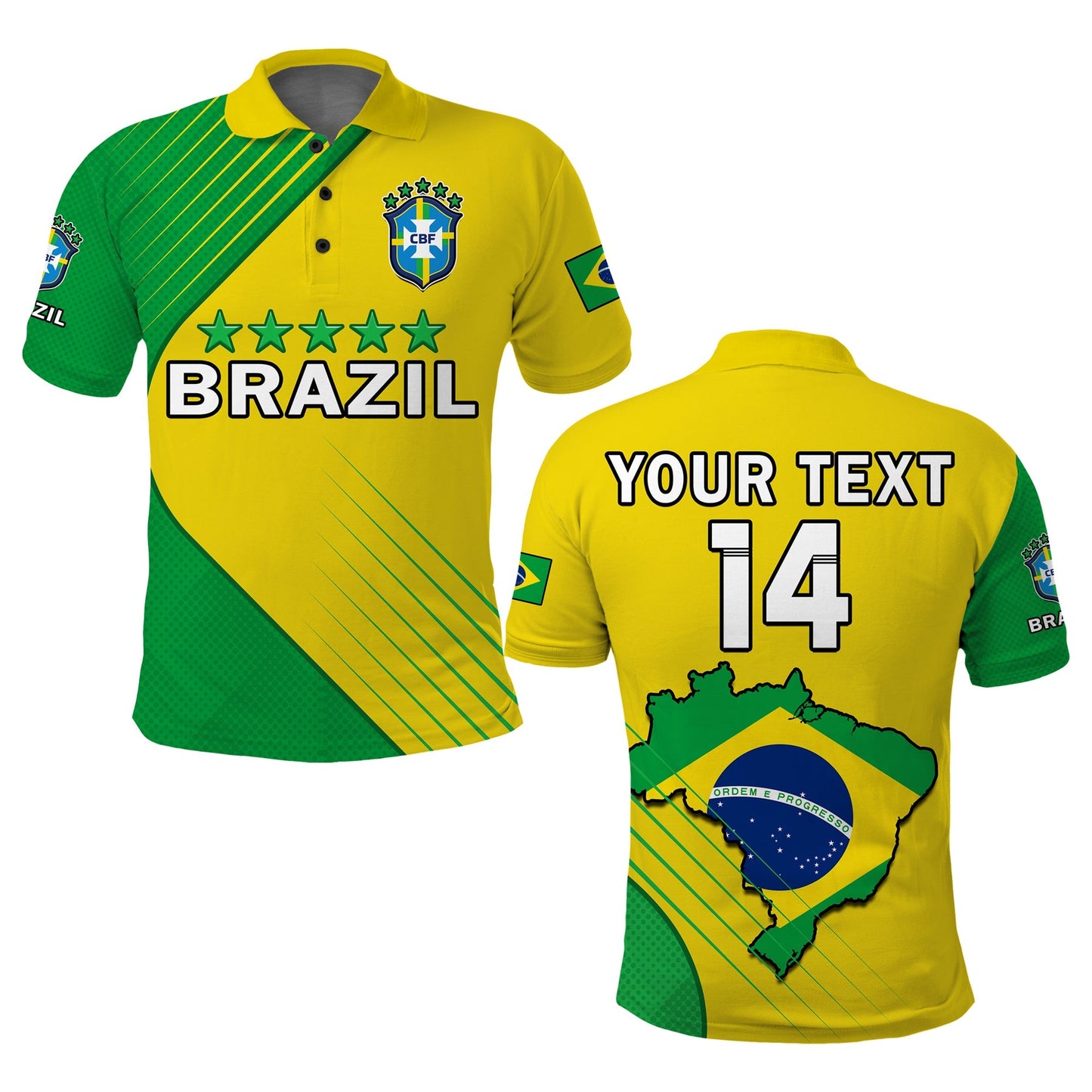 (Custom Text And Number) Brazil Football Polo Shirt Brasil Map Come On Canarinho Sporty Style