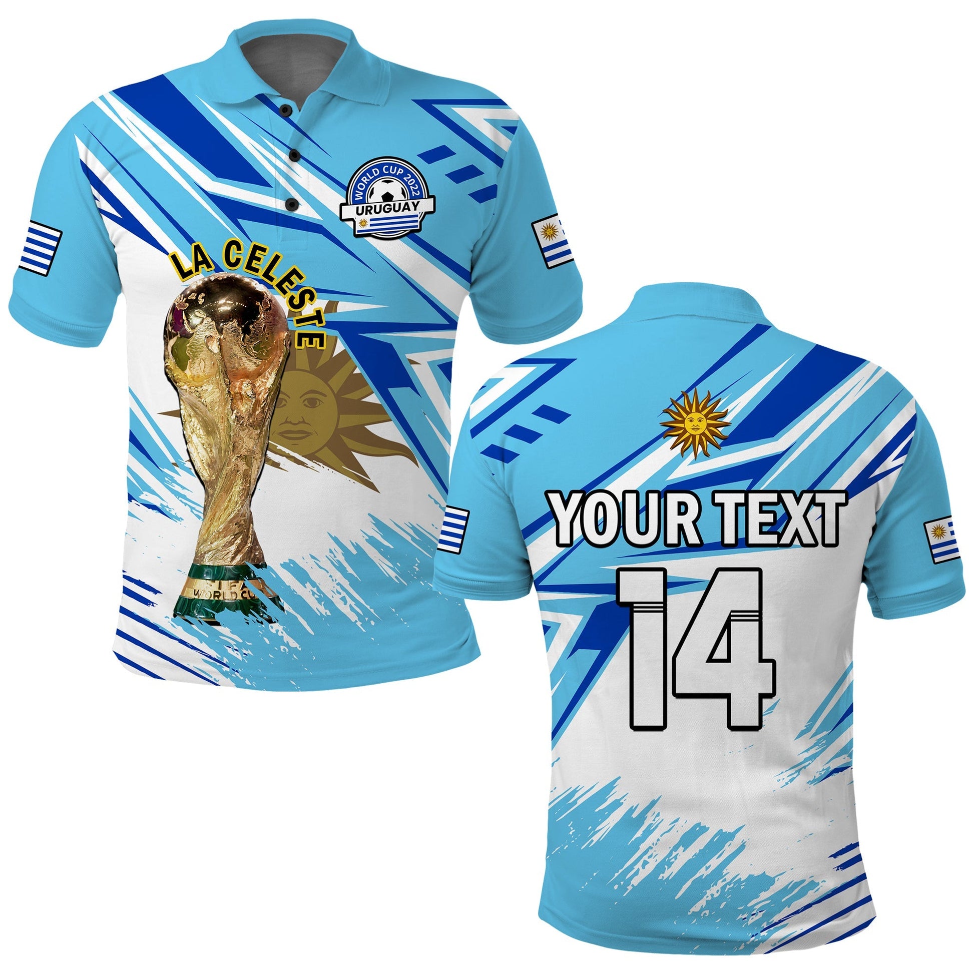 (Custom Text And Number) Uruguay Football Polo Shirt La Celeste WC 2022 Sporty Style