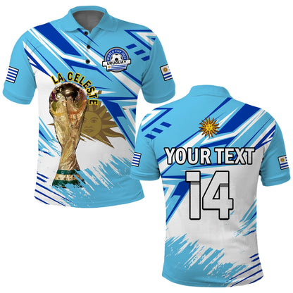 (Custom Text And Number) Uruguay Football Polo Shirt La Celeste WC 2022 Sporty Style