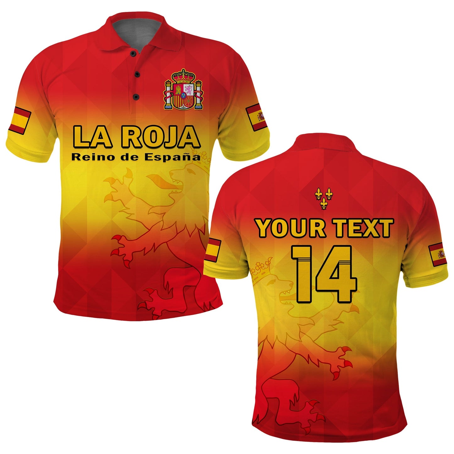 (Custom Text And Number) Spain Football Polo Shirt La Roja Football 2022