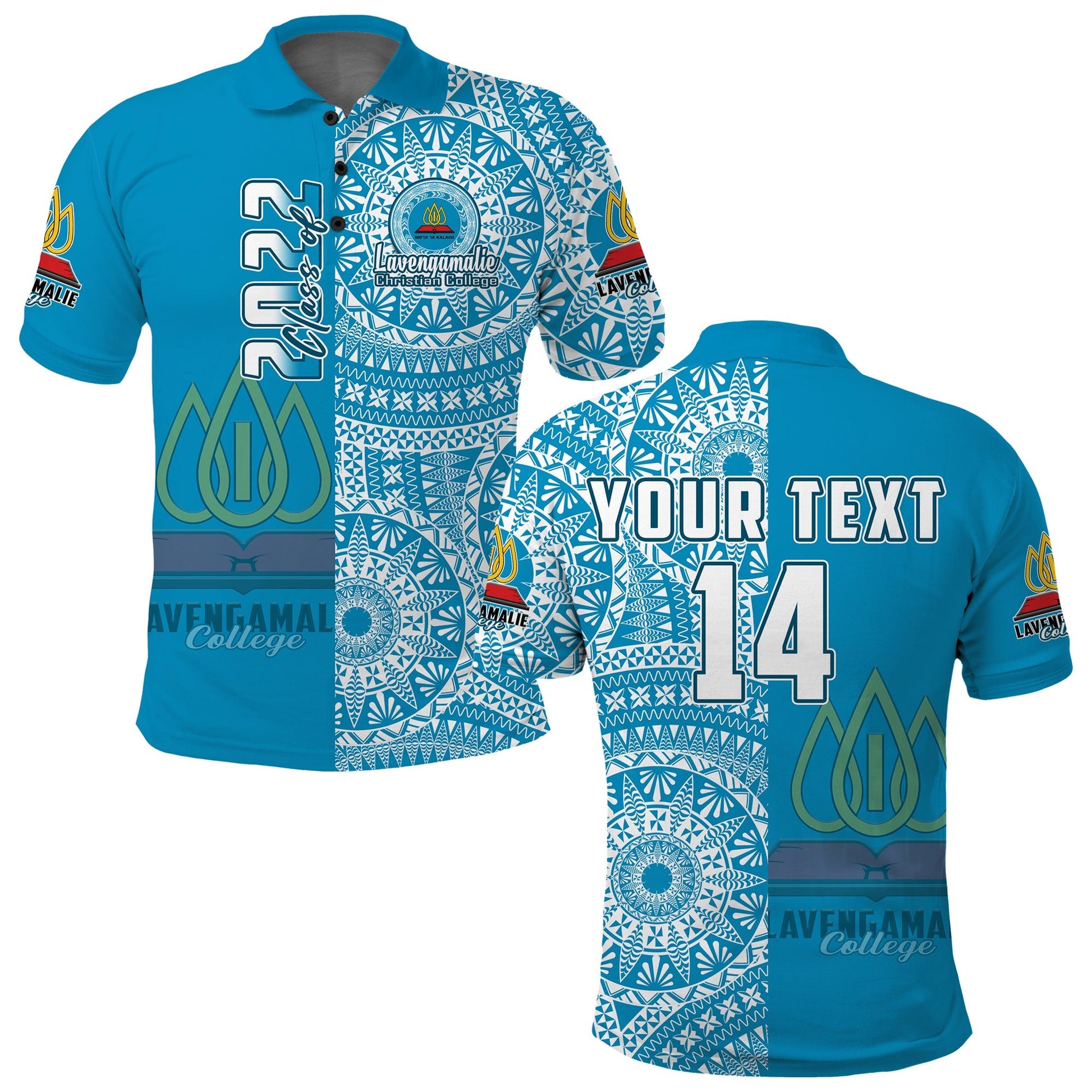Custom Personalised Lavengamalie Tonga College Polo Shirt Class Of Year Tongan Ngatu Pattern