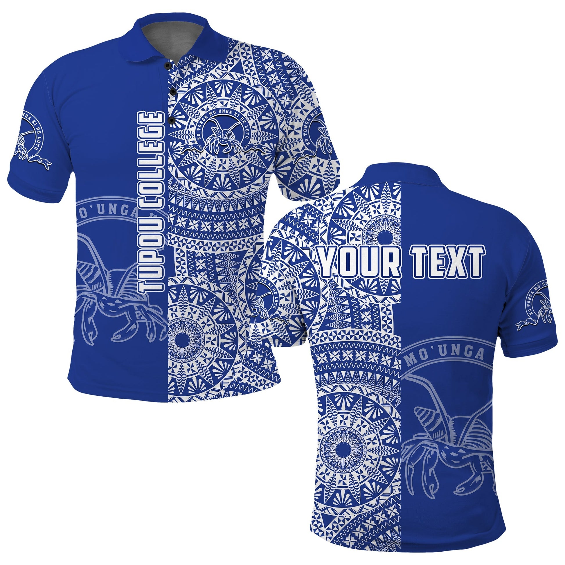 Custom Personalised Tupou Tonga College Polo Shirt Tongan Ngatu Pattern