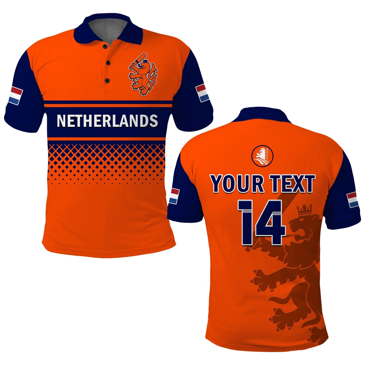 (Custom Text And Number) Netherlands Cricket Polo Shirt ODI Simple Orange Style