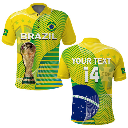 (Custom Text And Number) Brazil Football Polo Shirt Canarinha Champions WC 2022