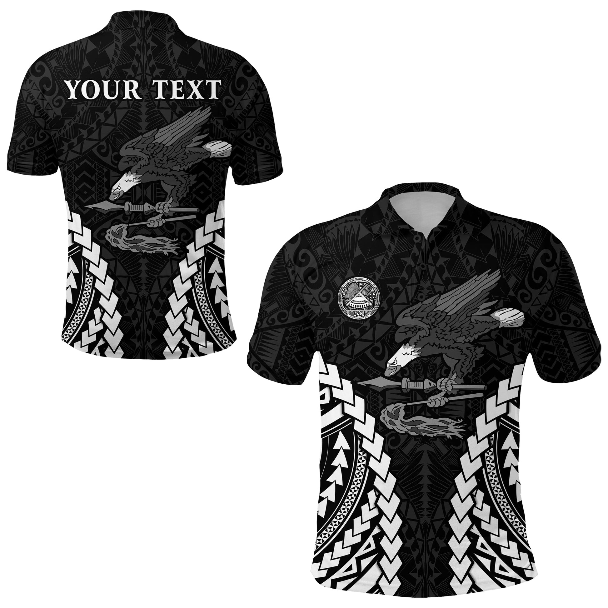 Custom Personalised American Samoa Polo Shirt Eagle mix Polynesian